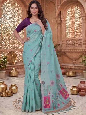 Floral Pure Cotton Fusion Chanderi Saree 1