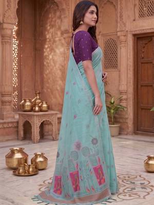 Floral Pure Cotton Fusion Chanderi Saree 2