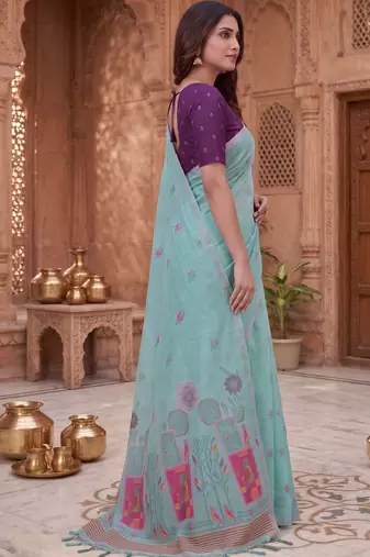 Floral Pure Cotton Fusion Chanderi Saree