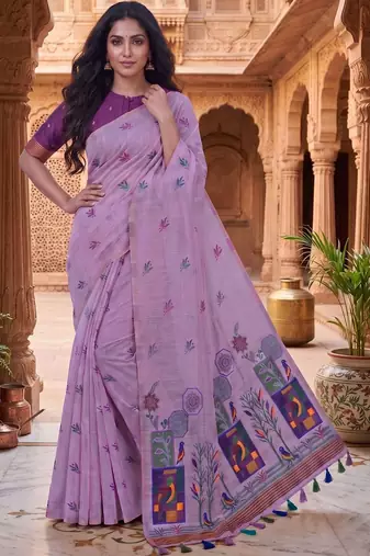 Floral Pure Cotton Chanderi Saree