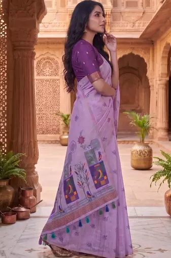 Floral Pure Cotton Chanderi Saree