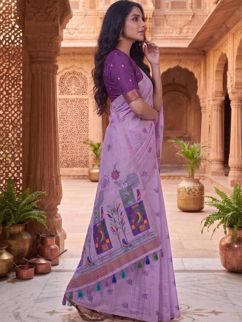 Floral Pure Cotton Chanderi Saree