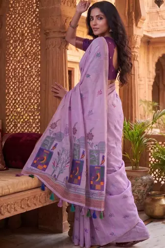 Floral Pure Cotton Chanderi Saree