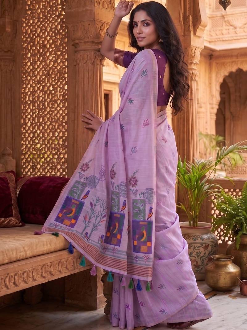 Floral Pure Cotton Chanderi Saree