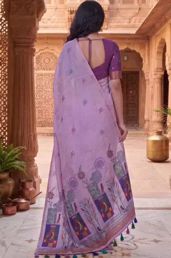 Floral Pure Cotton Chanderi Saree