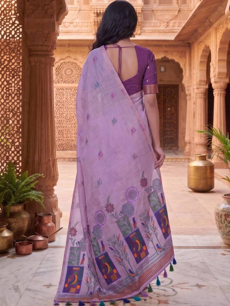 Floral Pure Cotton Chanderi Saree