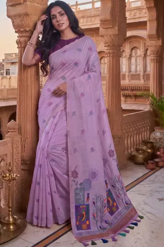 Floral Pure Cotton Chanderi Saree