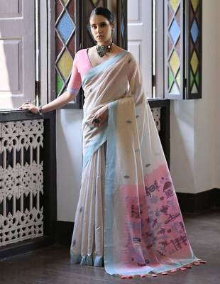 Warli Pure Cotton Muga Saree 1