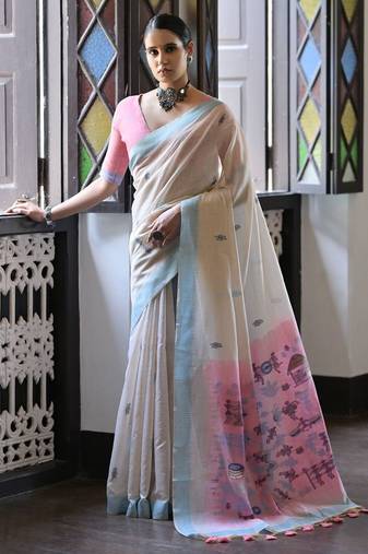 Warli Pure Cotton Muga Saree