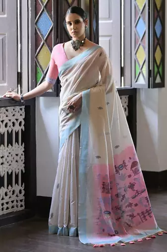 Warli Pure Cotton Muga Saree
