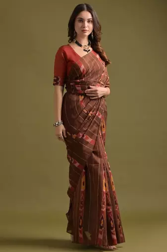 Woven Design Pure Cotton Ikat Saree