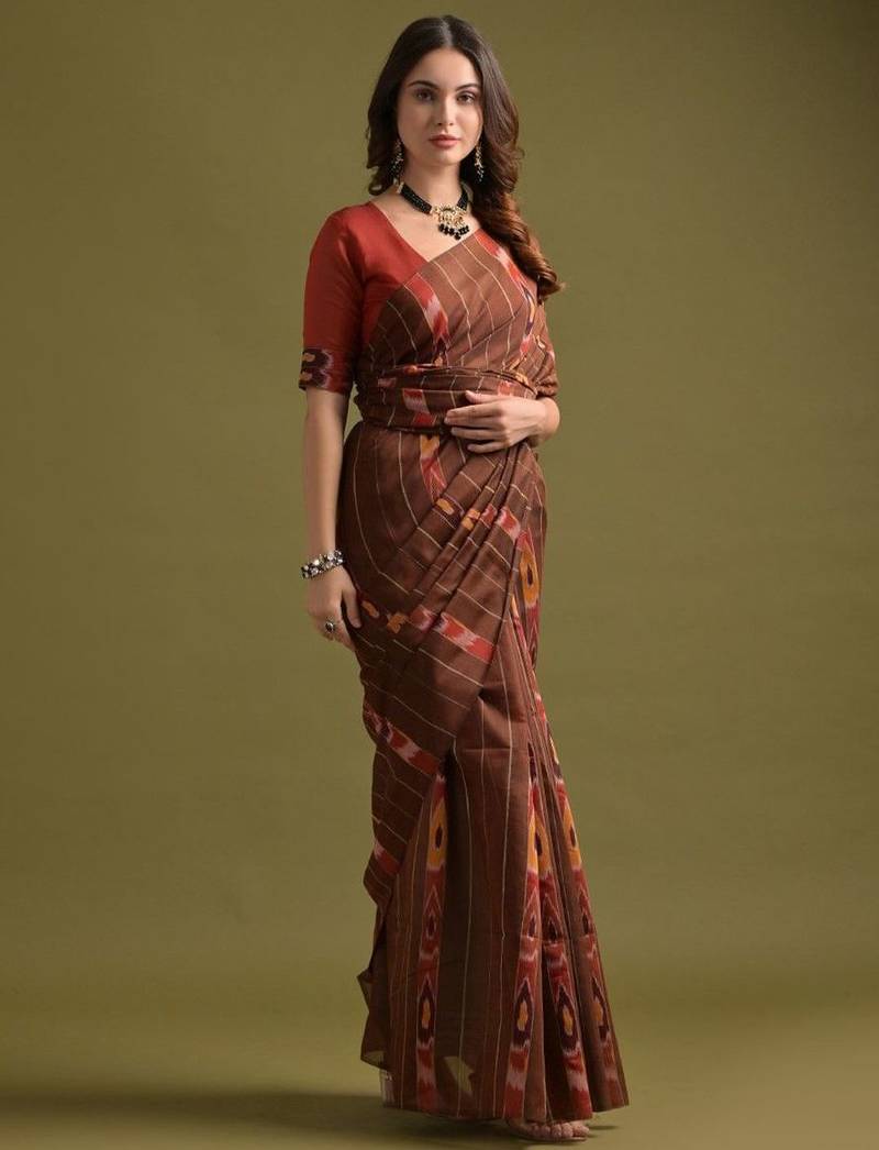 Woven Design Pure Cotton Ikat Saree