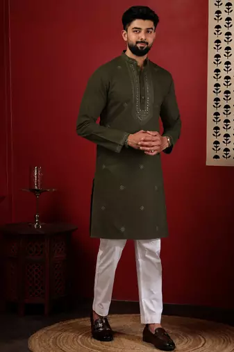Mahendi embroidered kurta payjama