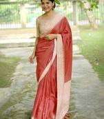 Checked Tussar Saree