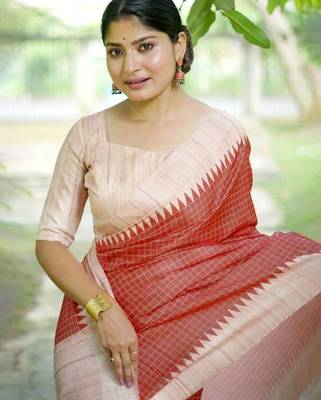 Checked Tussar Saree 4