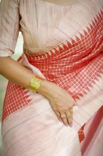Checked Tussar Saree
