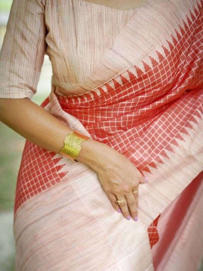 Checked Tussar Saree