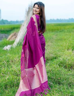 Floral Woven Design Zari Mysore Silk Saree 2