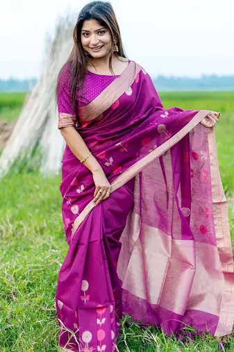 Floral Woven Design Zari Mysore Silk Saree