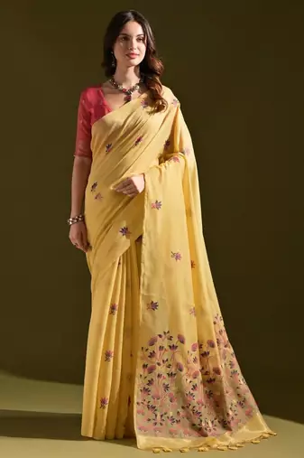 Woven Design Pure Cotton Muga Saree