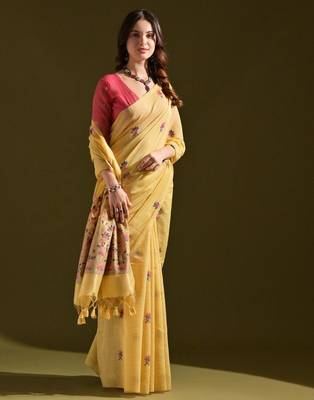 Woven Design Pure Cotton Muga Saree 2