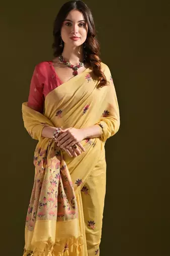 Woven Design Pure Cotton Muga Saree