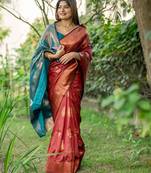 Floral Woven Design Zari Banarasi Saree