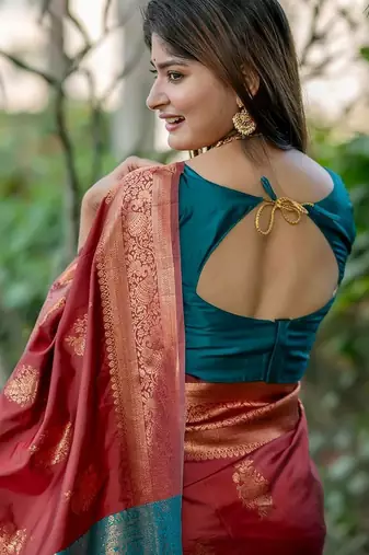 Floral Woven Design Zari Banarasi Saree