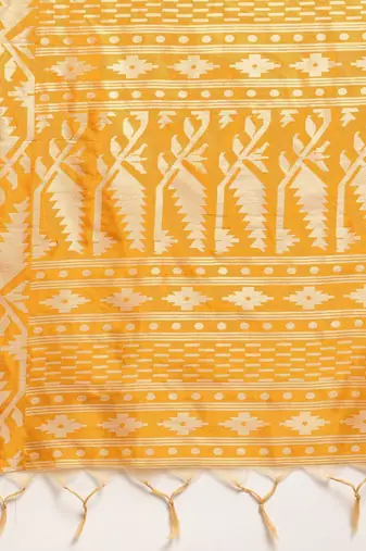 Yellow & Beige Ethnic Motifs Bhagalpuri Saree