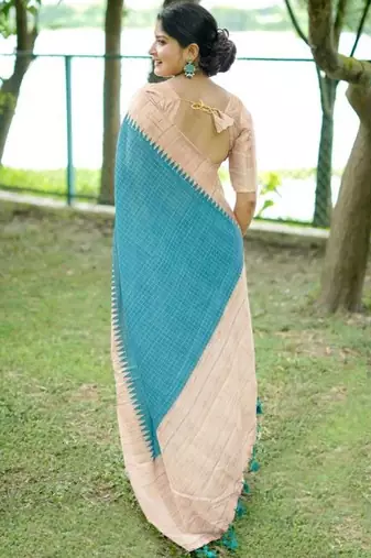 Checked Tussar Saree