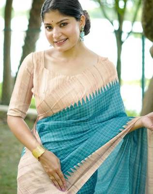 Checked Tussar Saree 4