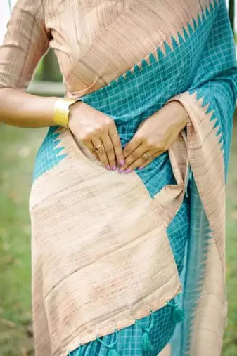 Checked Tussar Saree