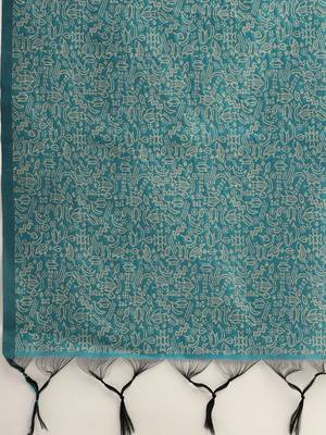 Teal & Off White Bhagalpuri Saree 6