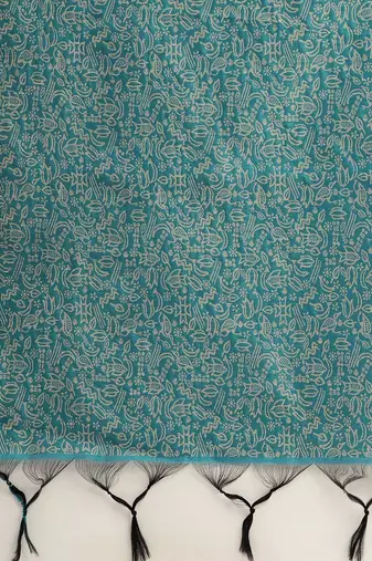 Teal & Off White Bhagalpuri Saree