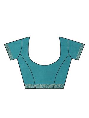 Teal & Off White Bhagalpuri Saree 7