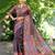 Floral Kalamkari Printed Tussar Silk Saree With Unstitched Blouse Piece