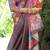 Floral Kalamkari Printed Tussar Silk Saree With Unstitched Blouse Piece