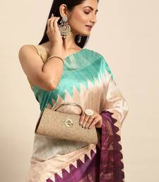 Colourblocked Silk Blend Tussar Saree