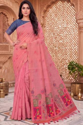 Floral Pure Cotton Chanderi Saree