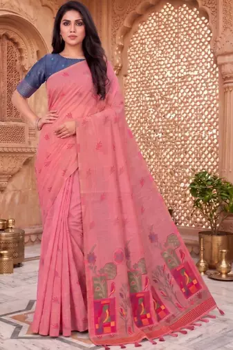 Floral Pure Cotton Chanderi Saree