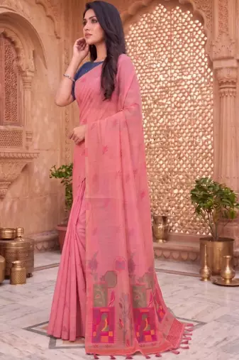 Floral Pure Cotton Chanderi Saree
