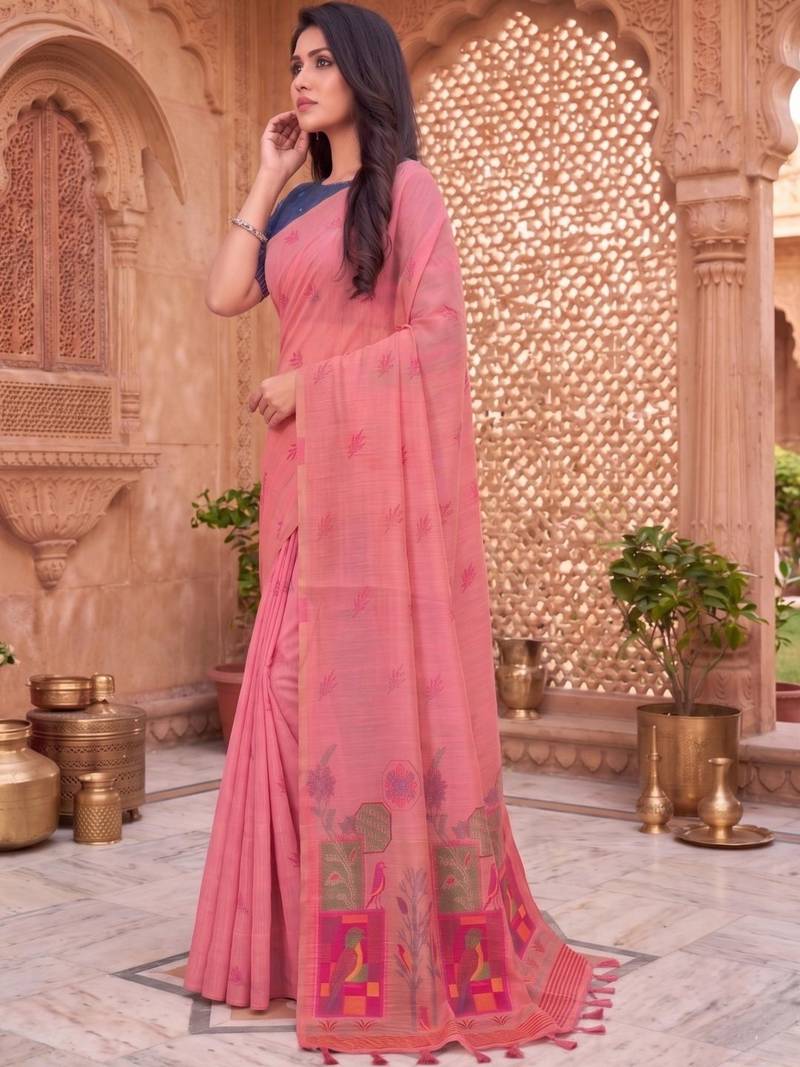 Floral Pure Cotton Chanderi Saree