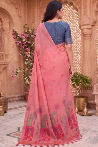 Floral Pure Cotton Chanderi Saree
