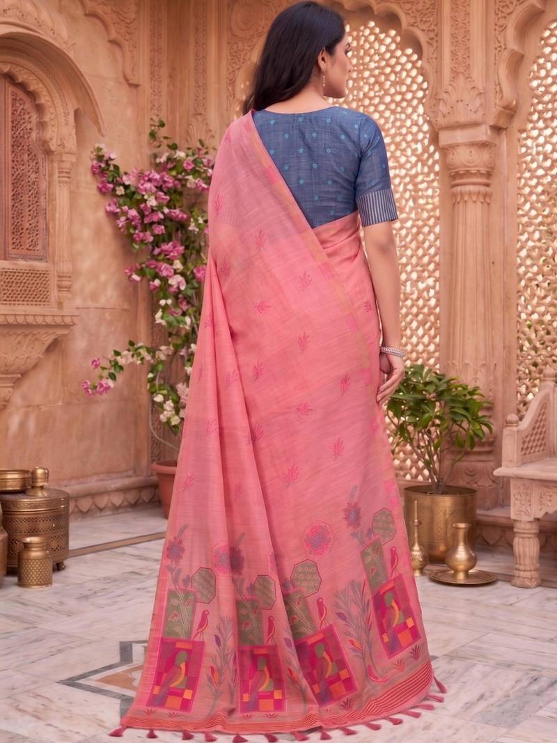 Floral Pure Cotton Chanderi Saree