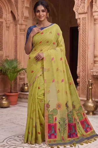 Floral Pure Cotton Chanderi Saree