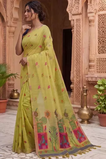 Floral Pure Cotton Chanderi Saree