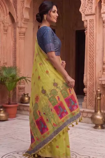 Floral Pure Cotton Chanderi Saree