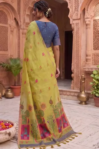 Floral Pure Cotton Chanderi Saree