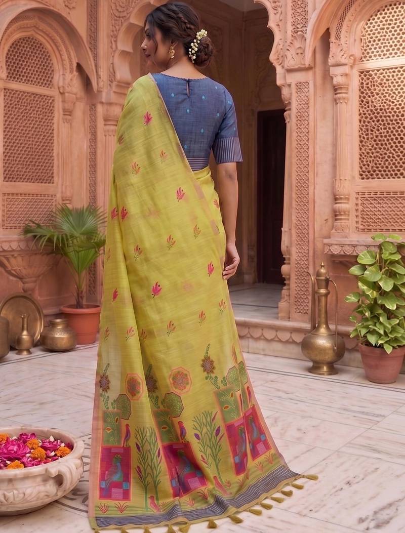 Floral Pure Cotton Chanderi Saree