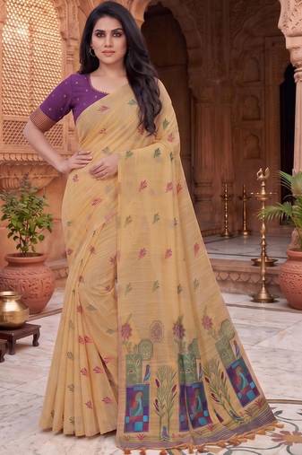 Floral Pure Cotton Chanderi Saree